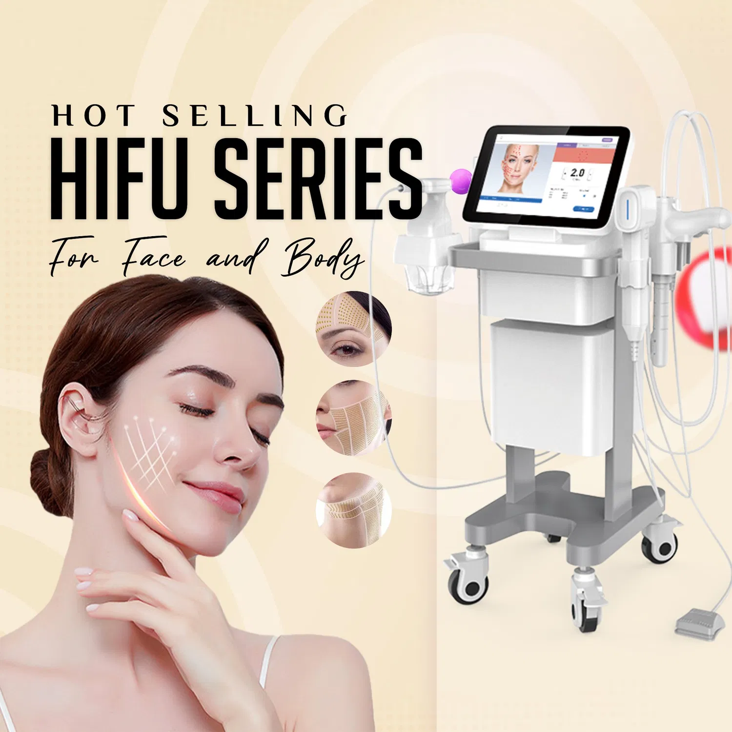 14D Hifu Machine Focused Ultrasound 7D 12D Vertical Transducer Face Lifting 6 in 1 Hifu Machine